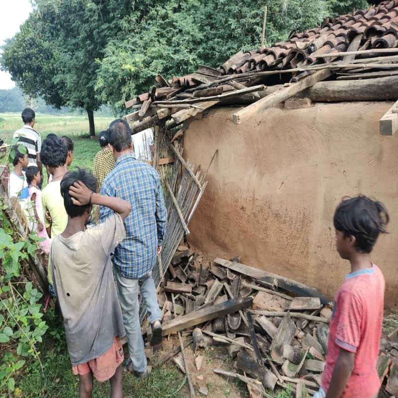 हाथियों ने मचाया उत्पात, तीन घरों को किया क्षतिग्रस्त, फसल को रौंदा