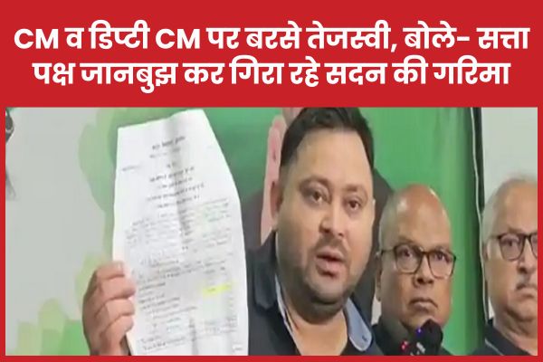 CM व डिप्टी CM पर बरसे तेजस्वी, बोले- सत्ता पक्ष जानबुझ कर गिरा रहे सदन की गरिमा तेजस्वी