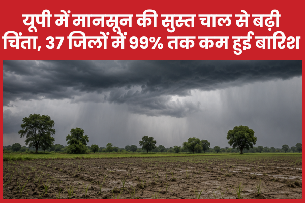 यूपी में मानसून की सुस्त चाल से बढ़ी चिंता, 37 जिलों में 99% तक कम हुई बारिश मानसून