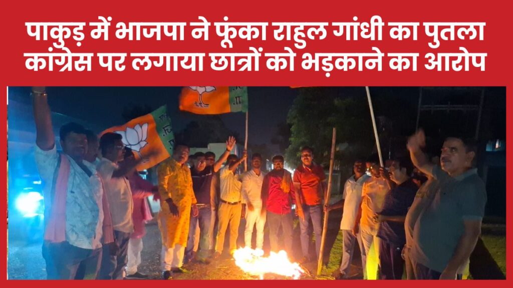 पाकुड़ में भाजपा ने फूंका राहुल गांधी का पुतला, कांग्रेस पर लगाया छात्रों को भड़काने का आरोप
