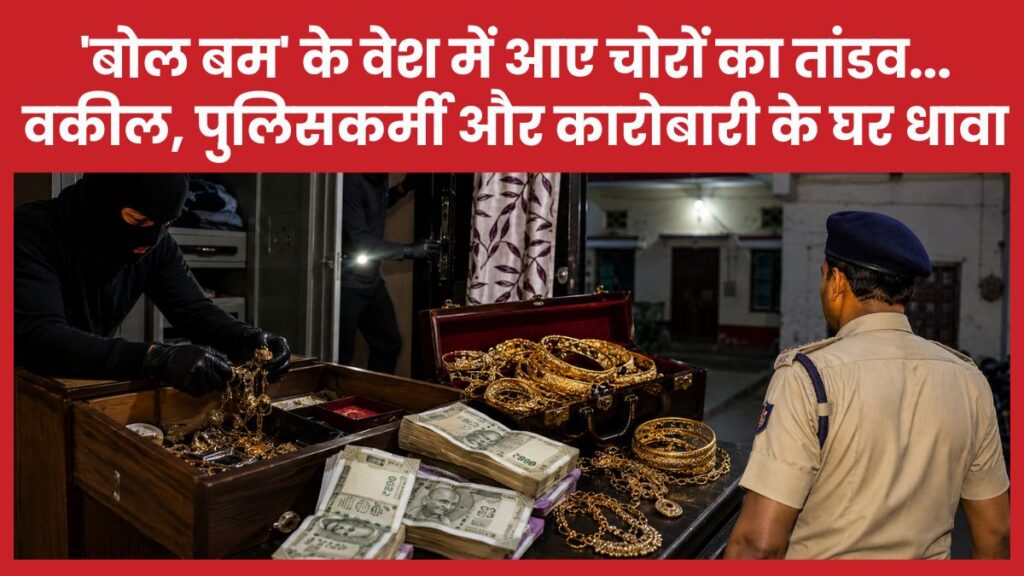 ‘बोल बम’ के वेश में आए चोरों का तांडव… वकील, पुलिसकर्मी और कारोबारी के घर धावा