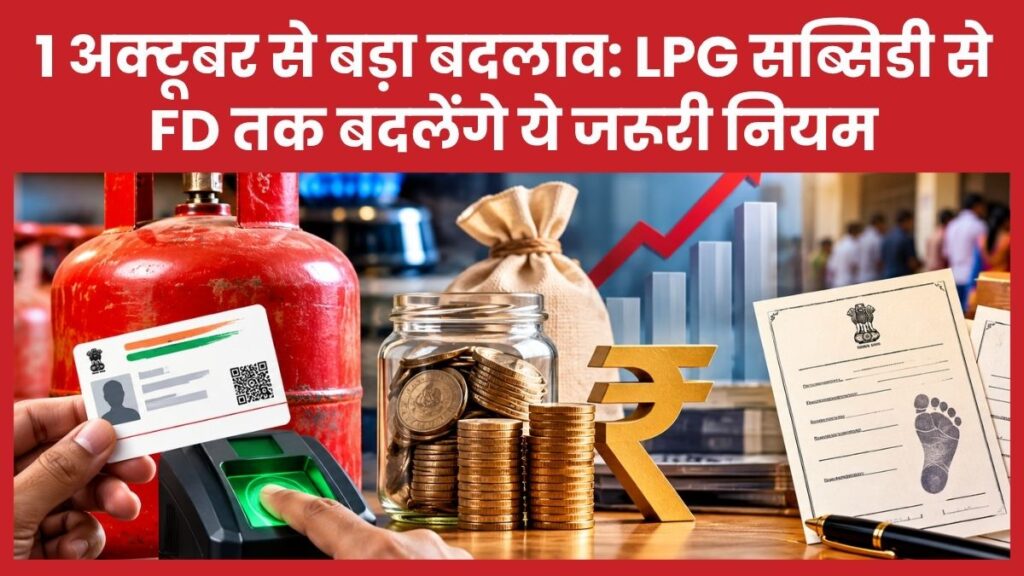 1 अक्टूबर से बड़ा बदलाव: LPG सब्सिडी से FD तक बदलेंगे ये जरूरी नियम 1 अक्टूबर