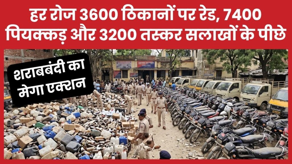 शराबबंदी का मेगा एक्शन : हर रोज 3600 ठिकानों पर रेड, 7400 पियक्कड़ और 3200 तस्कर सलाखों के पीछे